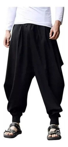 Pantalones Harem Hombre Algodón Lino Festival Baggy Pantalon