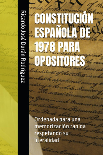 Libro: Constitución Española De 1978 Para Opositores: Para