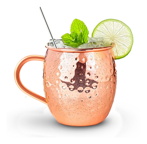 Imagem 2 de 7 de 4 Caneca Copo Moscow Mule 500ml Cobre + 4 Canudo Brinde Inox