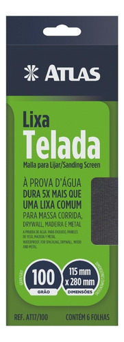 Lixa Abrasiva Em Tela 115mmx280mm At17 Atlas