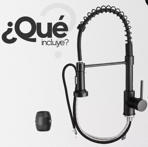 Grifo Griferia Cocina Gourmet Extensible Extraíble Rociador Acabado Mate Color Negro