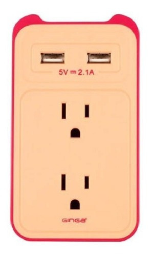 Multicontacto 2 Puertos Usb 2 A/c Spring Fiucsa-rosa Ginga