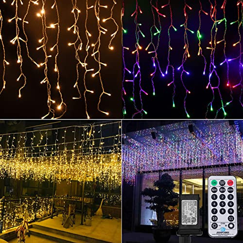Luces De Icicle Exteriores, 40 Pies, 432 Led Que Cambia...