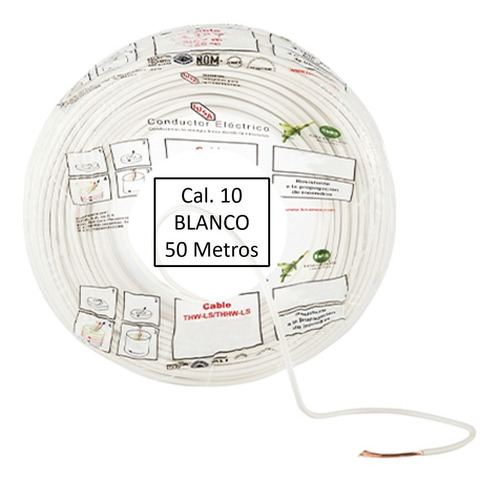 Imagen 1 de 1 de Bolsa 50 Mts Cable Iusa Blanco Thw Cal 10 Awg 100%cobre