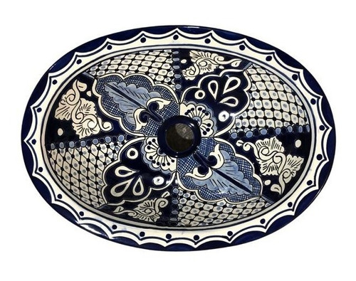 Lavabo Artesanal Tipo Talavera Liso Ovalado Chico #loch-17