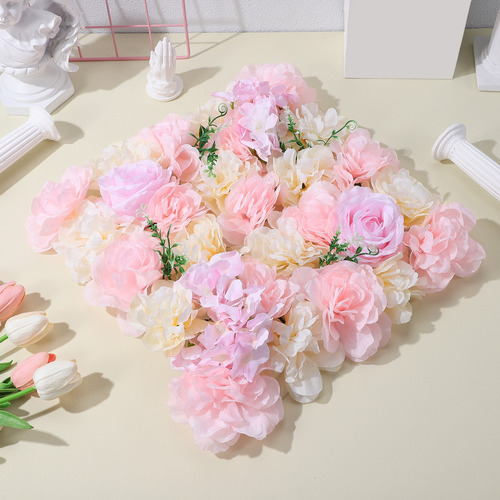 Flores Artificiales Muro Decorativos Rosas Pared 6 Panel Color Rosa