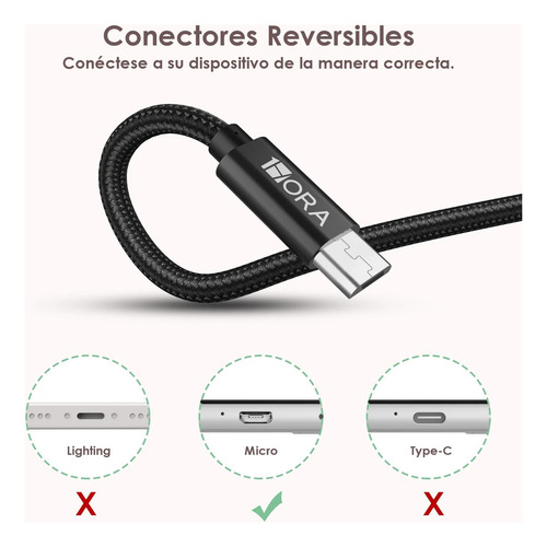 Cable V8 Micro Usb 1hora 2.4a Trenzado Uso Rudo Cab248