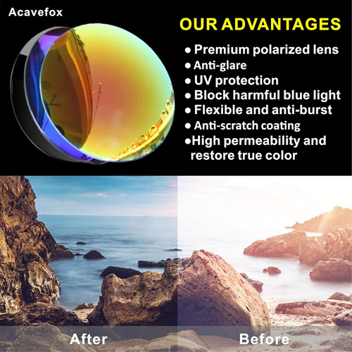 Acavefox Gafas De Sol Polarizadas Hombres Pesca Golf Conducc