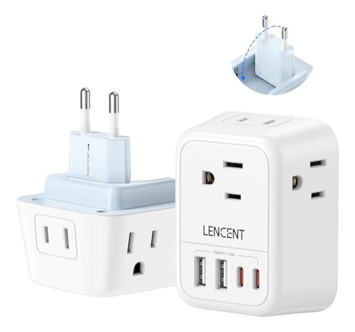 Lencent Adaptador De Enchufe De Viaje Europeo,