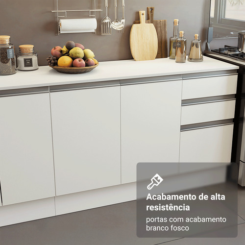 Armário De Cozinha Completa 100% Mdf 310 Cm Smart 02 Cor Branco