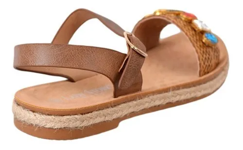 Sandalia Lady Stork Fatima Mujer Faja Yute Piedras C moda