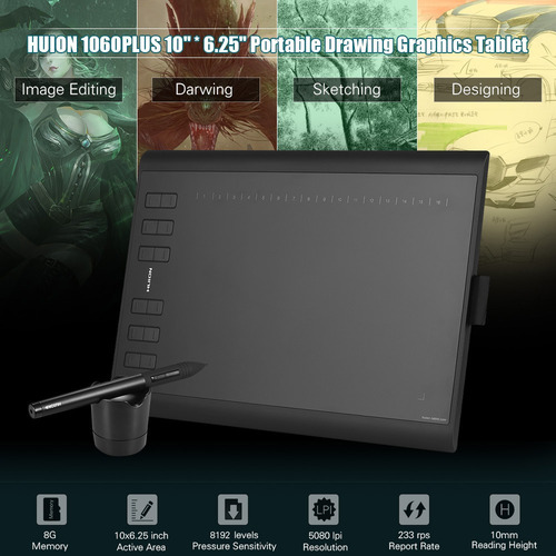 Imagen 3 de 9 de Tableta Gráfica Huion 1060plus Portátil Para Dibujos