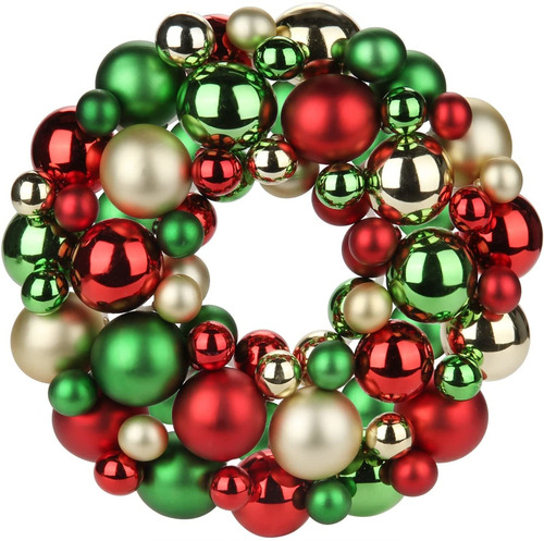 Corona De Navidad Gnflus De Bolas De Navidad Verde/rojo 33cm