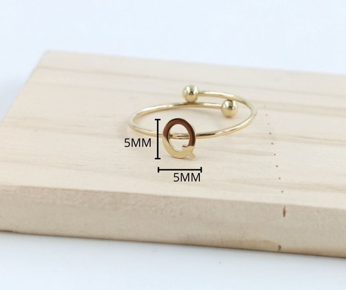2 Uds De Anillos Con Inicial Acero Inoxidable Vie Or Q Ajustable