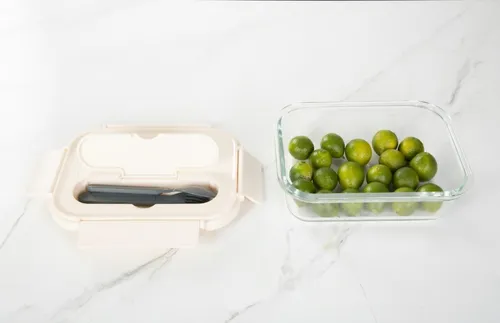 Recipiente Porta Comida De Vidrio Con Cubiertos 1050 Ml