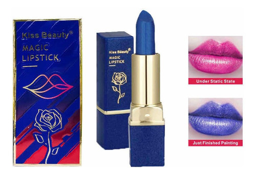 Lápiz Labial Magico Lip Stick Azul A Rojo Kiss Beauty Moda