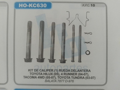 Kits Herraje Balata Delantera Hilux 4 Runner Tacom 04-07 Par