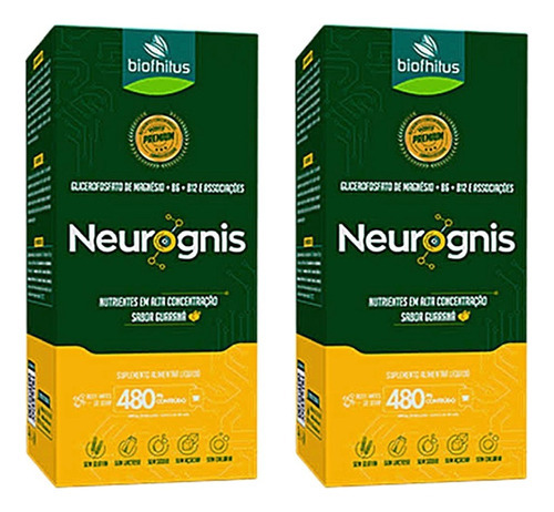 Kit 2 Neurognis Nutrientes - Sabor Guaraná 480ml. Biofhitus