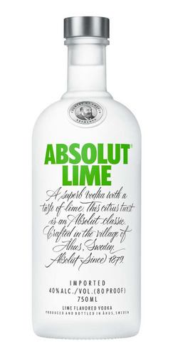 Imagen 1 de 1 de Vodka Absolut Lime 750ml