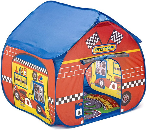 Casa Campaña Niños Pit Stop Coches Rojo