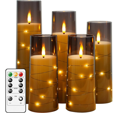 Velas Led Sin Llama Con Temporizador 5 Unidades, Velas Sin