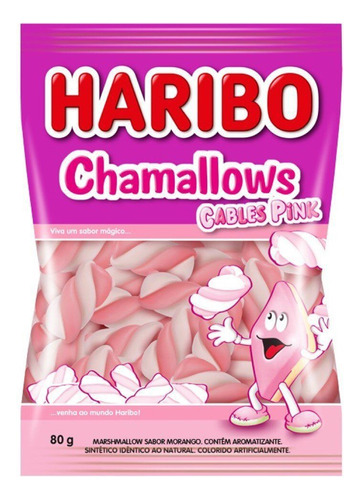 Marshmallow Pink Sabor Morango Haribo 80g
