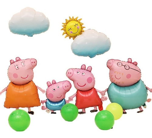 Set Globos Metalicos De Peppa Pig Familia 11 Pzs