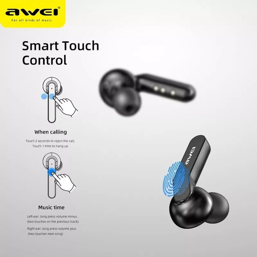 Fone Bluetooth 5.0 Awei T10c Tws Base Recarregadora Original