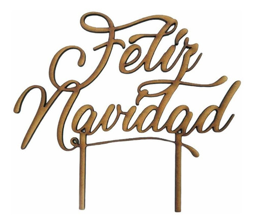 Cake Topper Para Pastel Feliz Navidad Retro Mdf Easy Craft