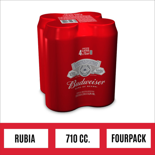 Cerveza Budweiser 710ml X4