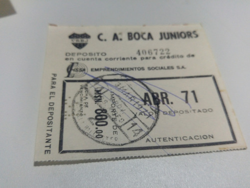 9 Recibos C A Boca Juniors Ciudad Deportiva Año 1971