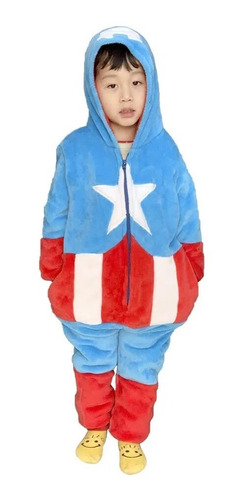 Macacão Pijama Capitão America Inf. 7 A 8 Anos Zc 10071141 