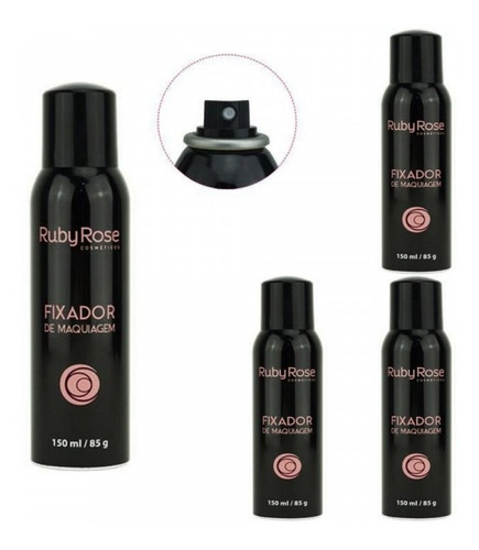 Spray Fixador De Maquiagem Aerosol Ruby Rose 150ml