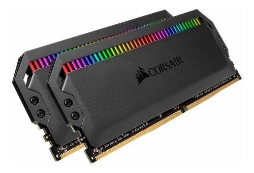 Memoria RAM Dominator Platinum RGB gamer color black 32GB 2 Corsair CMT32GX4M2C3466C16