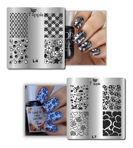 Imagem 2 de 7 de Kit Placas E Carimbos De Unhas - Grátis - Carimbo Iniciante