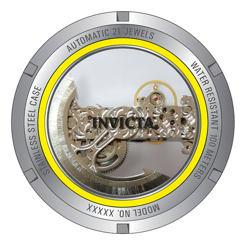 Pulseira de relógio masculina automática Invicta 25625 Russian Diver, cor dourada/preta