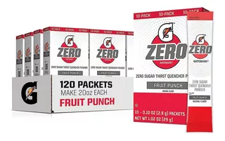 Bebida Gatorade Zero En Polvo 120ct. Ponche Frutas