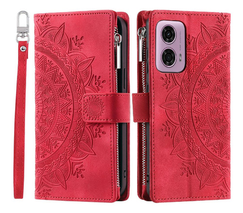 Funda Para Motorola Moto G04/g24 Con Rayas Verticales Rojas