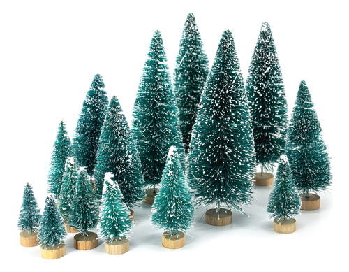 Set De 34 Mini Árboles De Nieve Para Decoración Navideña