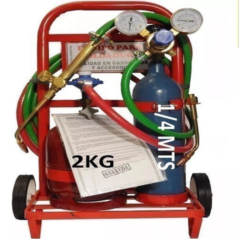 Equipo De Soldar Oxigas De 2 Kg De Gas Y 1/4 Mts Oxigeno Pro