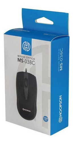 Mouse Óptico Usb 1000 Dpi Hoopson Ms-038cz Prata Com Fio Cor Preto
