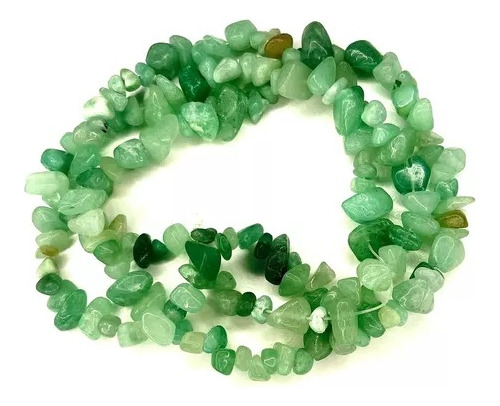 Kit 2 Fios De Cascalho Grande Cristal Quartzo Verde Natural Verde-claro