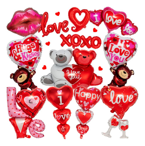 12 Piezas Valentines Day Globos, Grande I Love You Foil Glob