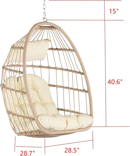 Columpio De Huevo S/soporte; Mimbre De Ratán; Caqui