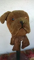 Comprar Muy Antigua Y Rara Cabeza Perro Peluche Felpa Sobre Madera