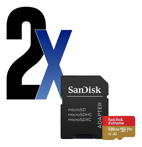 Tarjeta Micro SD Extreme A2 128gb +ADP Sandisk 2 unidades