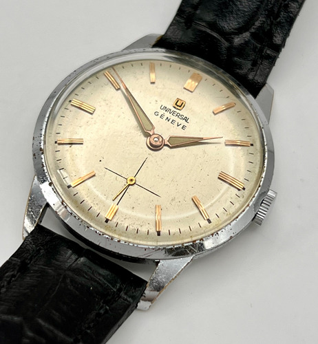 Reloj Universal Geneve Calibre 1200 Años 50 A Cuerda #02 Negro Claro Plateada (Usado)