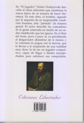 El Jugador. Fiodor Dostoyevski. Nuevo. Centro/congreso