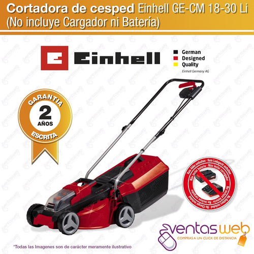 Imagen 3 de 7 de Cortadora De Cesped Inalambrica Sola Einhell 3 Niveles De Corte Hasta 150 M2