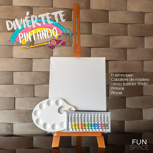 Imagen 1 de 1 de Set De Pintura Con Caballete De Madera